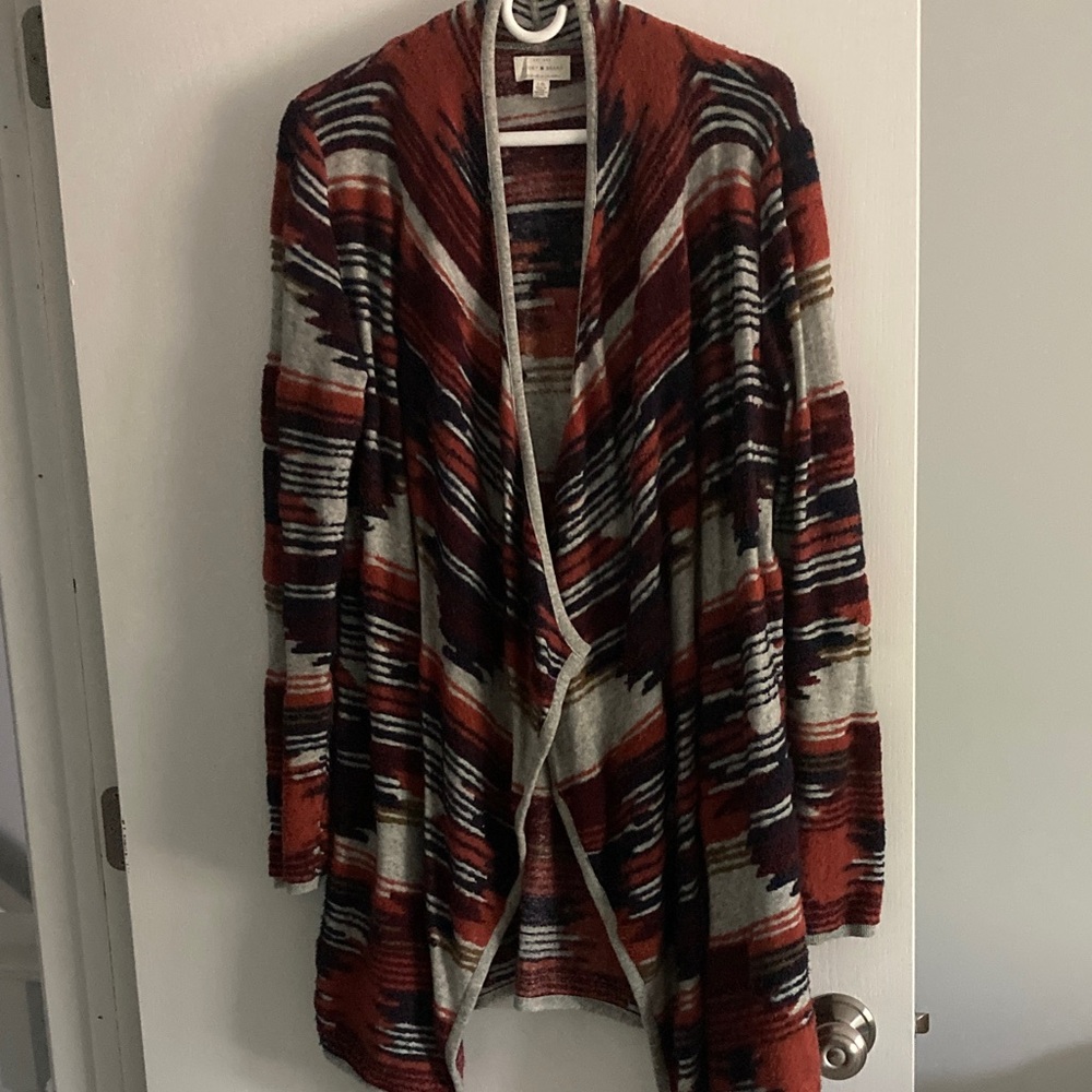 Lucky Brand Women's large open front drape Cardigan Sweater Aztec